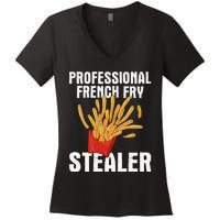 Professional French Fry Stealer Potato Food French Fries Women's V-Neck T-Shirt