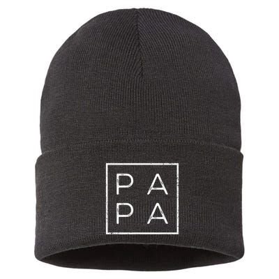 Papa Funny Fathers Day Present For Dad Him Grandpa Dada Sustainable Knit Beanie
