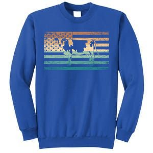 Patriotic Farmer Farm Animal Lover Gift Us Flag Cow Gift Sweatshirt