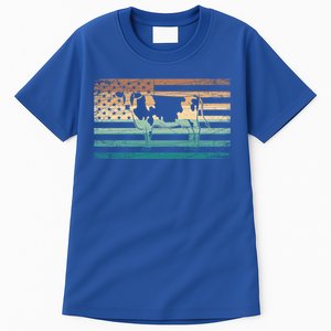 Patriotic Farmer Farm Animal Lover Gift Us Flag Cow Gift Tall T-Shirt