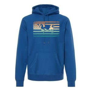 Patriotic Farmer Farm Animal Lover Gift Us Flag Cow Gift Premium Hoodie