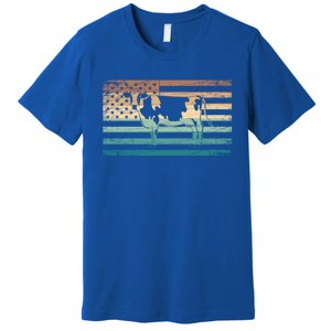 Patriotic Farmer Farm Animal Lover Gift Us Flag Cow Gift Premium T-Shirt