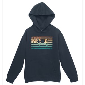 Patriotic Farmer Farm Animal Lover Gift Us Flag Cow Gift Urban Pullover Hoodie