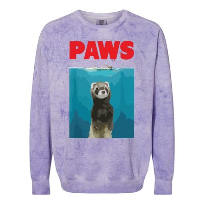 Paws Ferret Funny Parody Ferret Lover Gift Colorblast Crewneck Sweatshirt