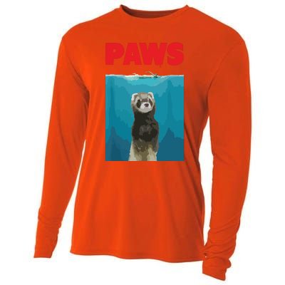 Paws Ferret Funny Parody Ferret Lover Gift Cooling Performance Long Sleeve Crew