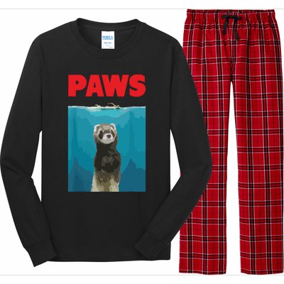 Paws Ferret Funny Parody Ferret Lover Gift Long Sleeve Pajama Set