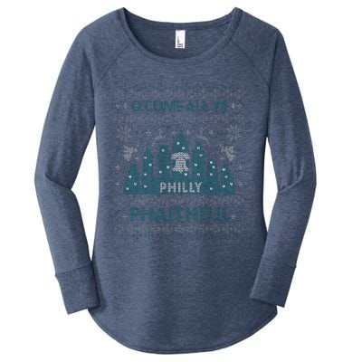 Philly Faithful Funny Philadelphia Philly Fan Ugly Christmas  Women's Perfect Tri Tunic Long Sleeve Shirt