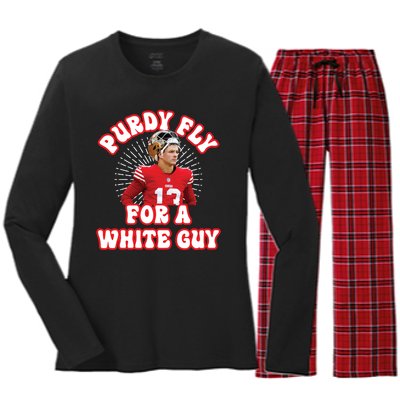 Purdy Fly For A White Guy Funny San Francisco Football Women's Long Sleeve Flannel Pajama Set 