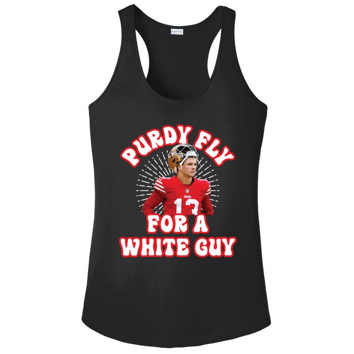 Purdy Fly For A White Guy Funny San Francisco Football Ladies PosiCharge Competitor Racerback Tank