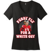 Purdy Fly For A White Guy Funny San Francisco Football Women's V-Neck T-Shirt