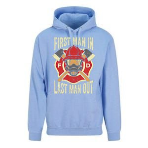 Proud Firefighter First In Last Out Fire Gift Unisex Surf Hoodie