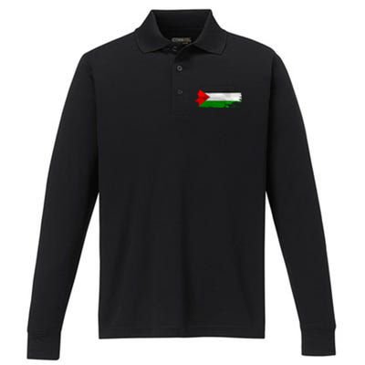 Palestine Flag Free Palestine Performance Long Sleeve Polo