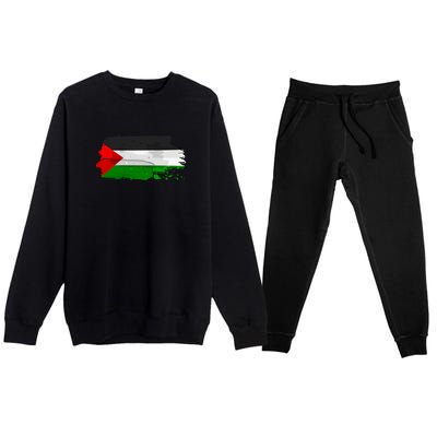 Palestine Flag Free Palestine Premium Crewneck Sweatsuit Set