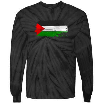 Palestine Flag Free Palestine Tie-Dye Long Sleeve Shirt