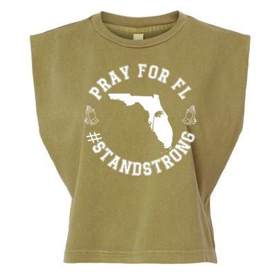 Pray For Florida Stand Strong Hurricane Garment-Dyed Women's Muscle Tee