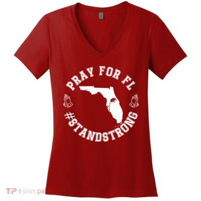 Pray For Florida Stand Strong Hurricane Women's V-Neck T-Shirt