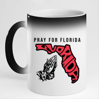 Pray For Florida Hurricane Milton Awareness 11oz Black Color Changing Mug