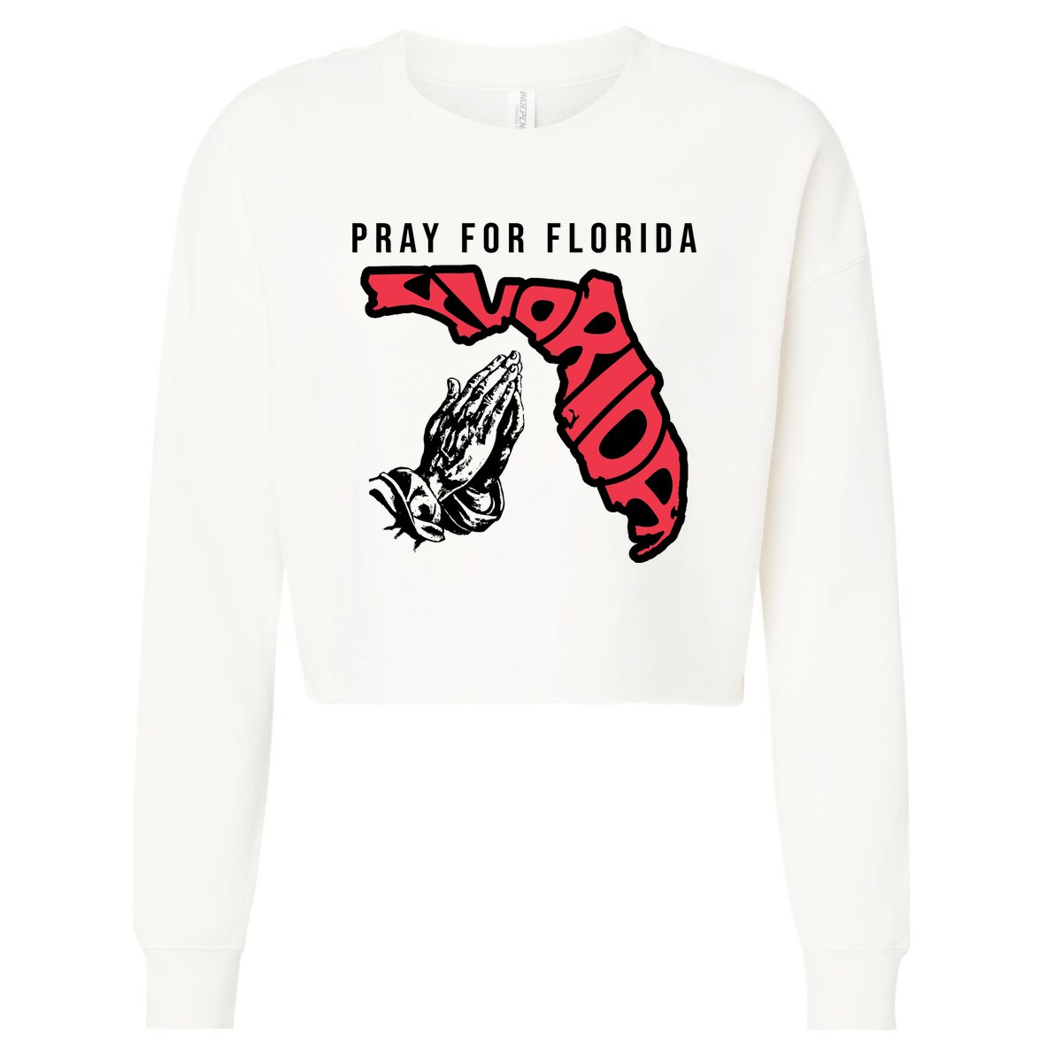 Pray For Florida Hurricane Milton Awareness Cropped Pullover Crew