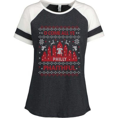 Philly Faithful Funny Philadelphia Philly Fan Ugly Christmas Enza Ladies Jersey Colorblock Tee