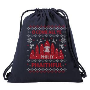 Philly Faithful Funny Philadelphia Philly Fan Ugly Christmas Drawstring Bag