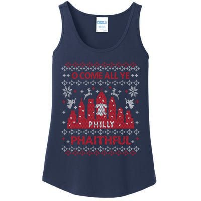 Philly Faithful Funny Philadelphia Philly Fan Ugly Christmas Ladies Essential Tank