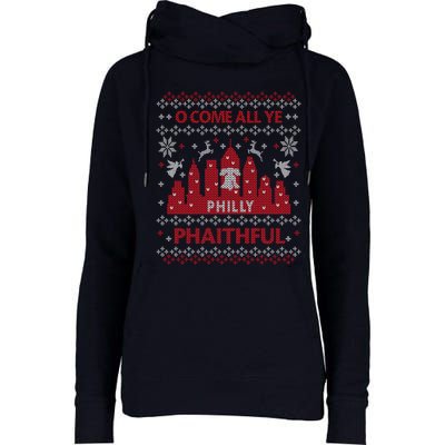 Philly Faithful Funny Philadelphia Philly Fan Ugly Christmas Womens Funnel Neck Pullover Hood