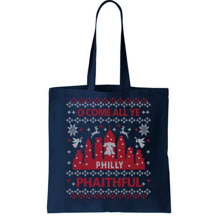 Philly Faithful Funny Philadelphia Philly Fan Ugly Christmas Tote Bag