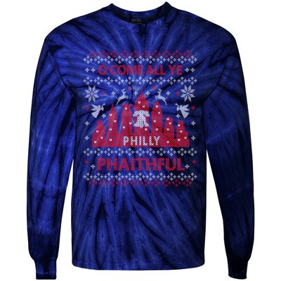 Philly Faithful Funny Philadelphia Philly Fan Ugly Christmas Tie-Dye Long Sleeve Shirt