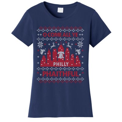 Philly Faithful Funny Philadelphia Philly Fan Ugly Christmas Women's T-Shirt