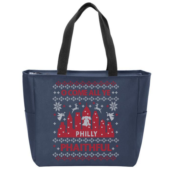 Philly Faithful Funny Philadelphia Philly Fan Ugly Christmas Zip Tote Bag