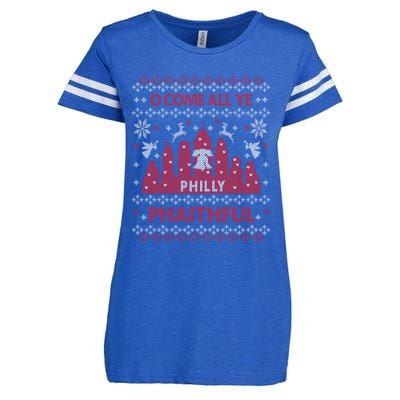 Philly Faithful Funny Philadelphia Philly Fan Ugly Christmas Enza Ladies Jersey Football T-Shirt