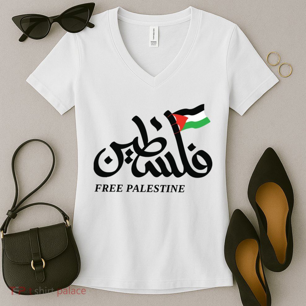 Palestine Flag Free Palestine Women's V-Neck T-Shirt