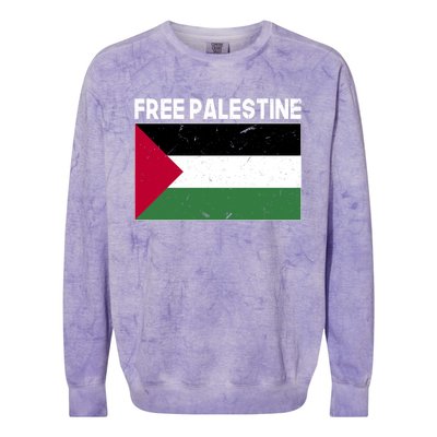 Palestine Flag Free Palestine Cute Gift Colorblast Crewneck Sweatshirt