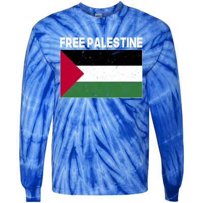 Palestine Flag Free Palestine Cute Gift Tie-Dye Long Sleeve Shirt