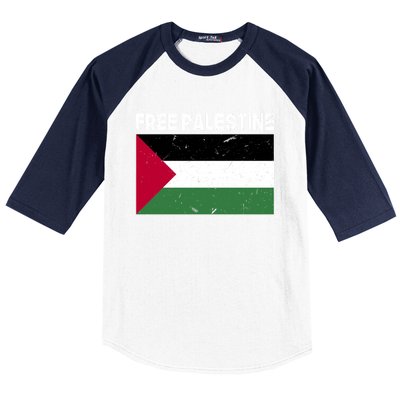 Palestine Flag Free Palestine Cute Gift Baseball Sleeve Shirt