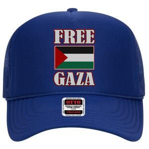 Palestine Flag Free Gaza Save Palestine Gaza Palestina Gift High Crown Mesh Back Trucker Hat