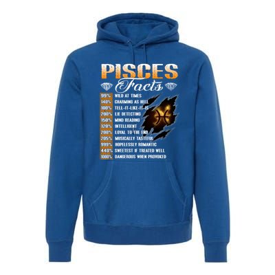 Pisces Facts Funny Zodiac Signs Birthday Funny Gift Cool Gift Premium Hoodie