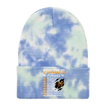 Pisces Facts Funny Zodiac Signs Birthday Funny Gift Cool Gift Tie Dye 12in Knit Beanie