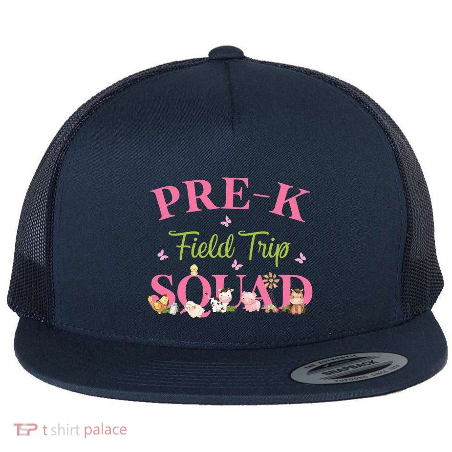 Prek Farm Field Trip Squad Students Teacher Flat Bill Trucker Hat