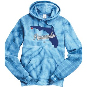 Pensacola Florida Fl Map Tie Dye Hoodie