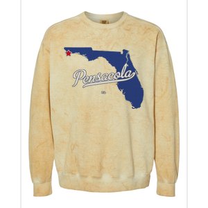 Pensacola Florida Fl Map Colorblast Crewneck Sweatshirt