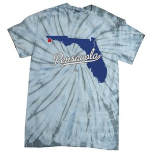 Pensacola Florida Fl Map Tie-Dye T-Shirt