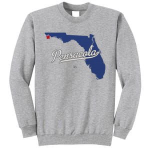 Pensacola Florida Fl Map Tall Sweatshirt