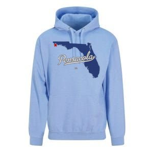 Pensacola Florida Fl Map Unisex Surf Hoodie