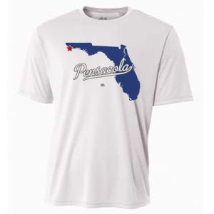 Pensacola Florida Fl Map Cooling Performance Crew T-Shirt