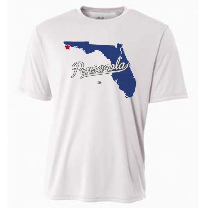 Pensacola Florida Fl Map Cooling Performance Crew T-Shirt