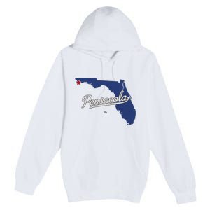 Pensacola Florida Fl Map Premium Pullover Hoodie