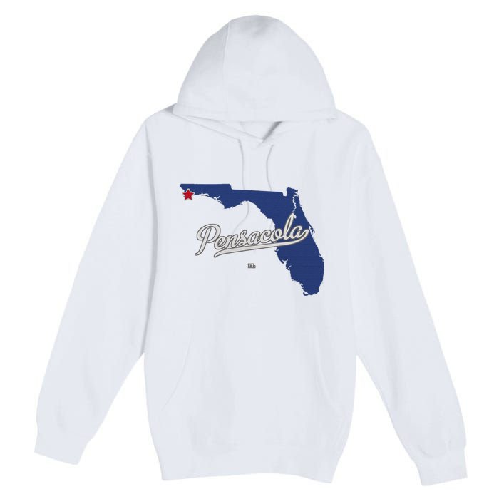 Pensacola Florida Fl Map Premium Pullover Hoodie