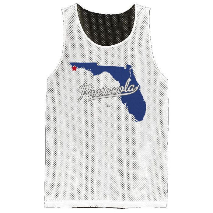 Pensacola Florida Fl Map Mesh Reversible Basketball Jersey Tank