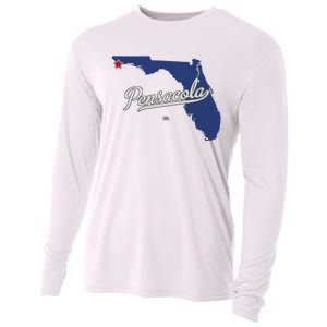 Pensacola Florida Fl Map Cooling Performance Long Sleeve Crew